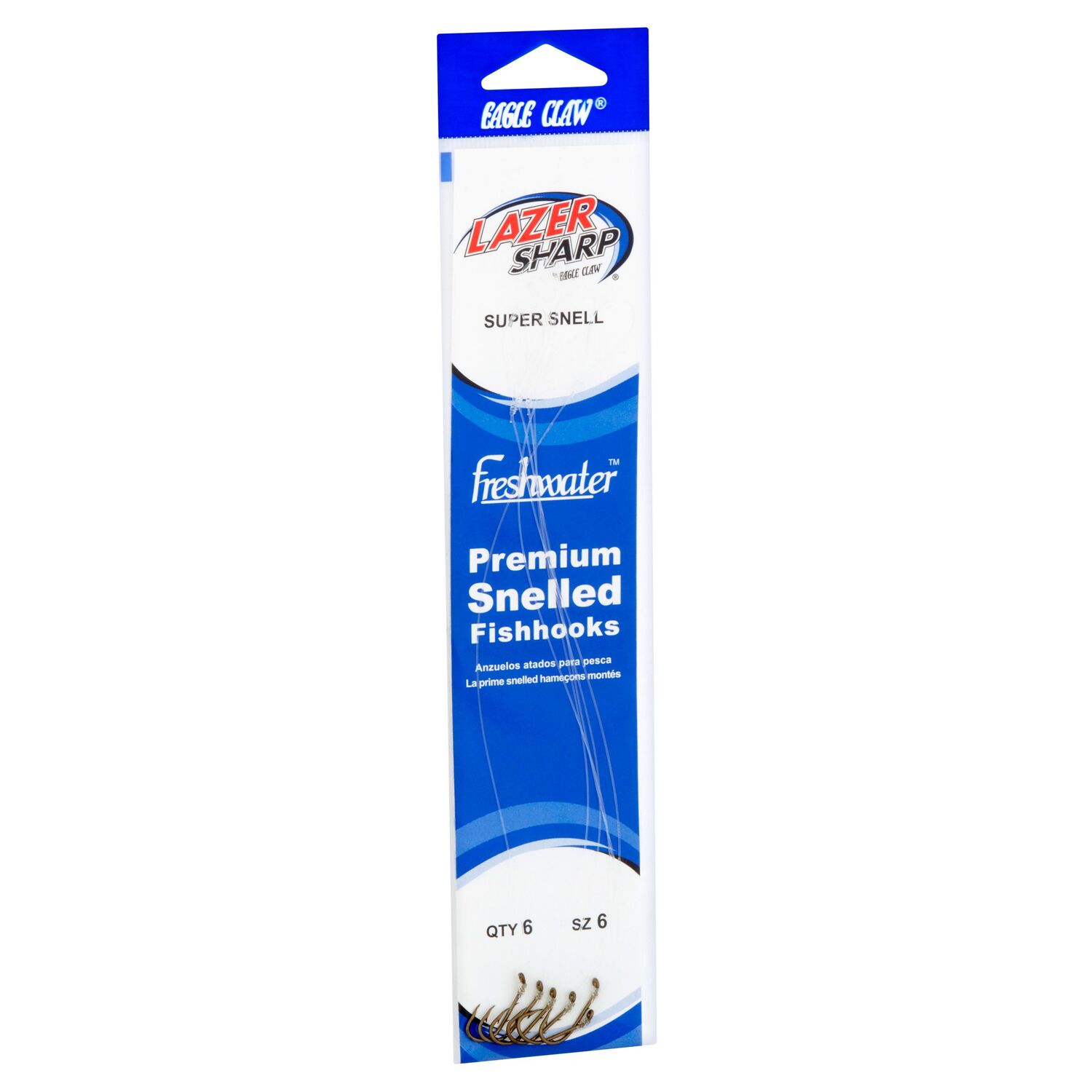 Eagle Claw Lazer Sharp Baitholder Snell Hook Size-6, 6-Pk