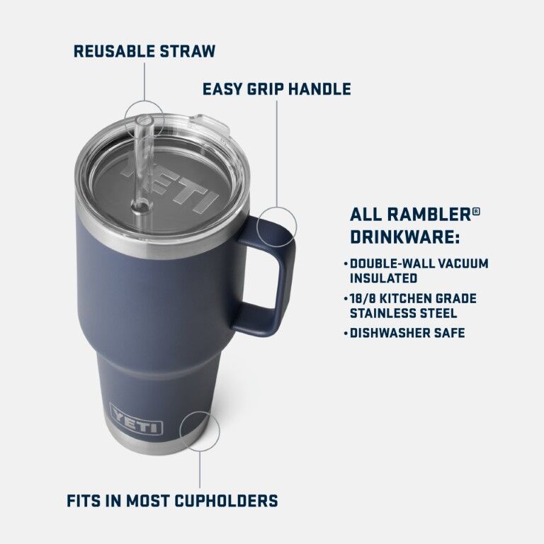 YETI Navy Rambler Straw Mug, 32-Oz