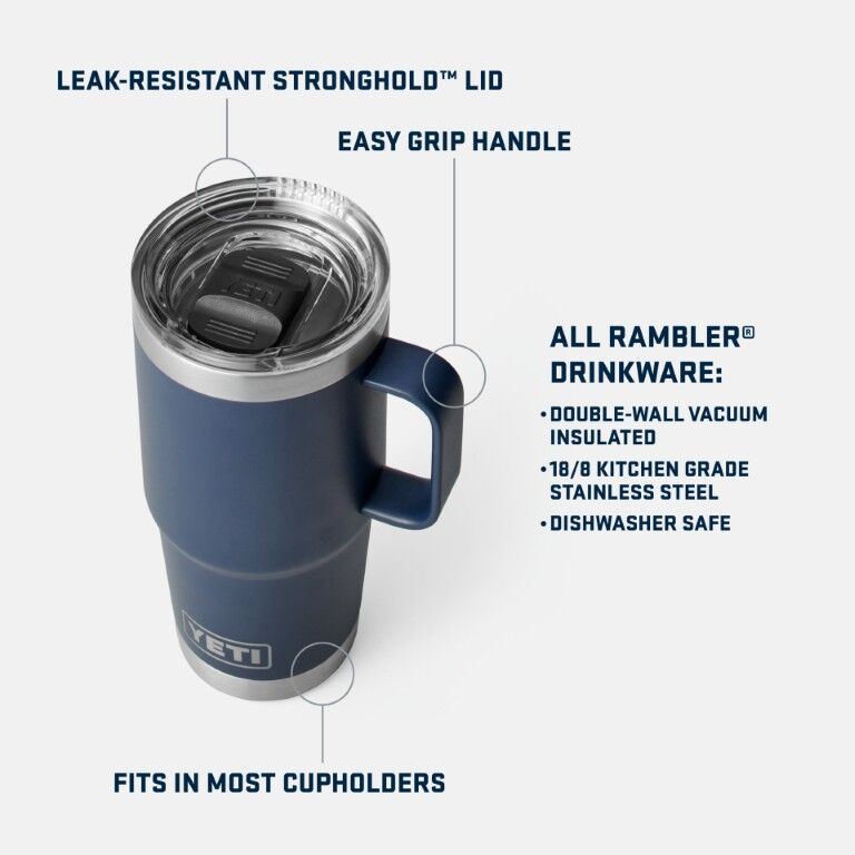 YETI Rescue Red Rambler Travel Mug With Stronghold Lid, 20-Oz