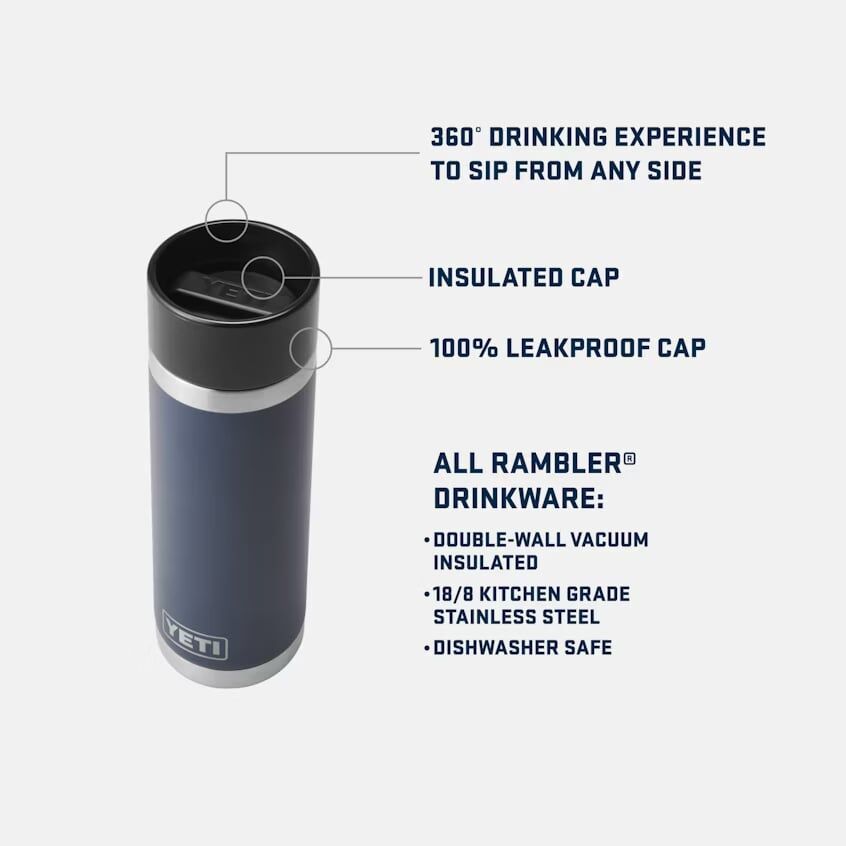 YETI Navy Blue Rambler HotShot Bottle with HotShot Cap, 18-Oz