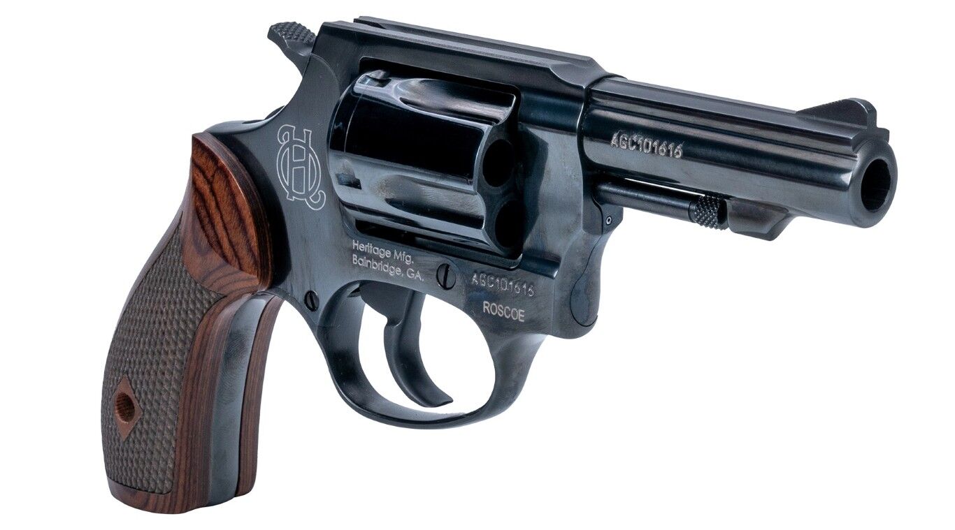 Heritage Roscoe .38 Special 3-In Wood Engraved US Flag Revolver, 5