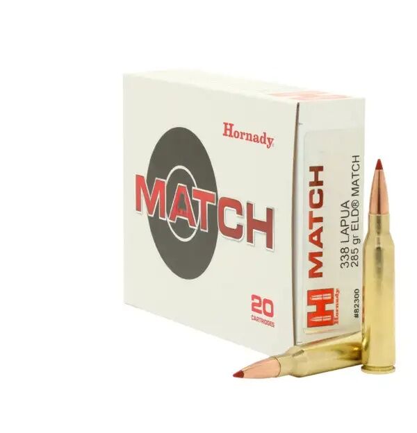 Hornady Match .338 Lapua Mag, 285 Grain ELD Match Rifle Ammo, 20-Rd