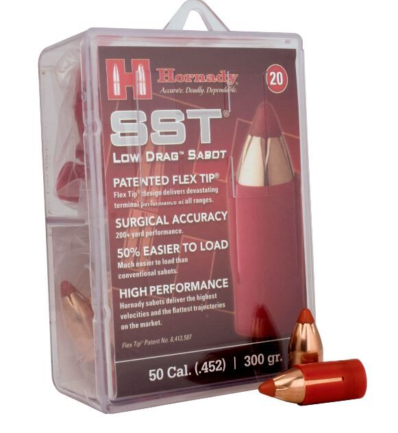 Hornady 50 Caliber, 300 Grain, Sabot Low Drag Super Shock Tip Ammunition - 20 Rounds
