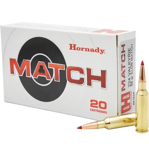 Hornady Match .224 Valkyrie, 88 Grain ELD Match Rifle Ammo, 20-Rd