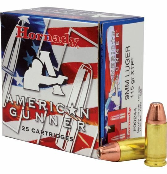 Hornady American Gunner 9mm, 115 Grain XTP Pistol Ammo, 25-Rd
