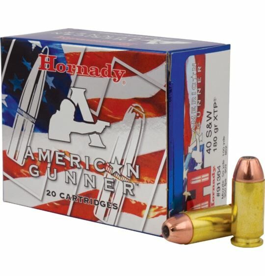Hornady .40 S&W, 180 Grain, American Gunner Ammunition - 20 Rounds