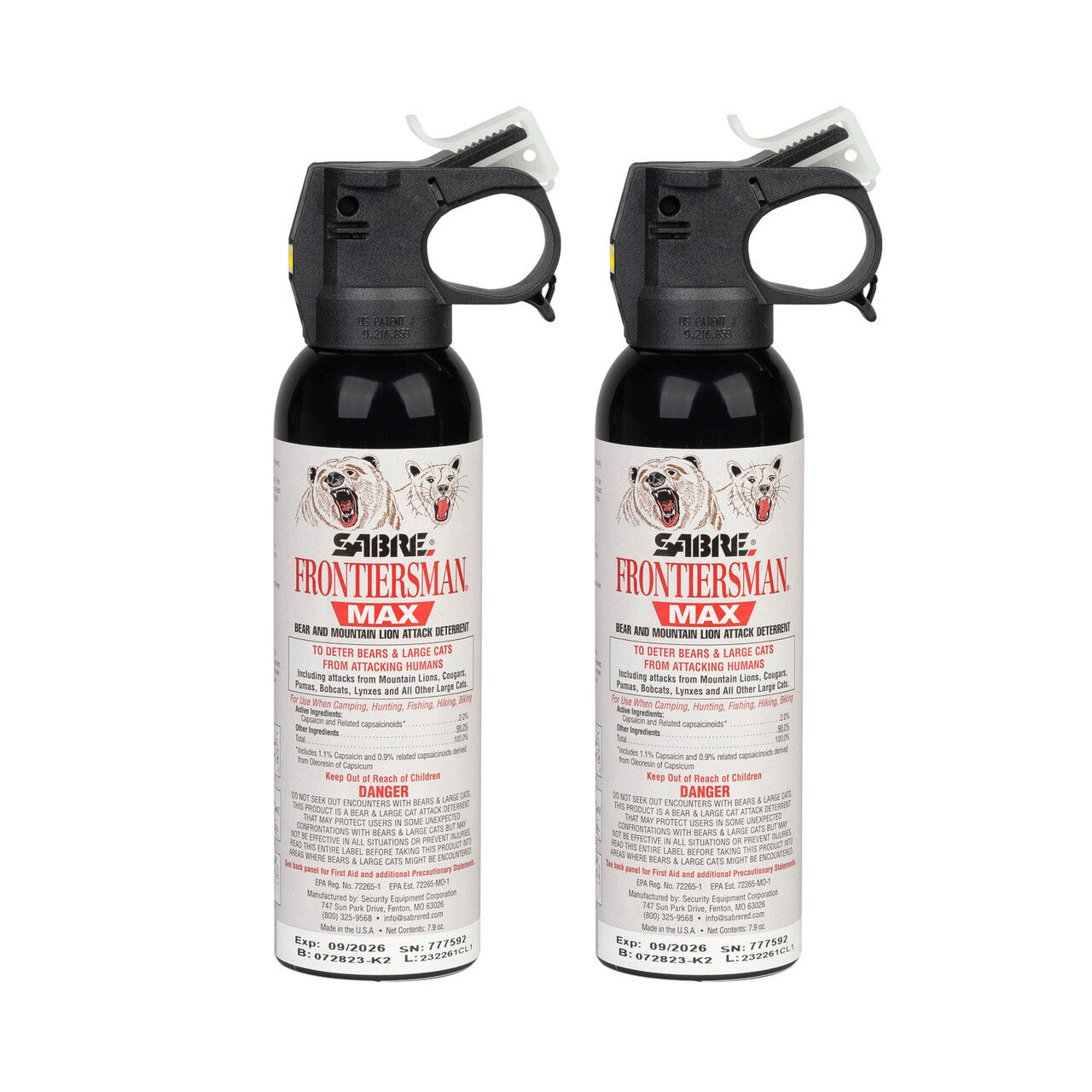 Sabre Bear Spray & Mountain Lion Spray, 7.9-Oz, 2-Pk