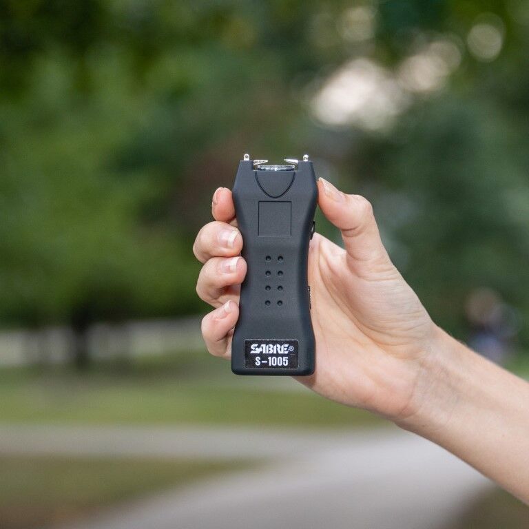 Sabre 2-in-1 Black Stun Gun And Flashlight With Belt Holster