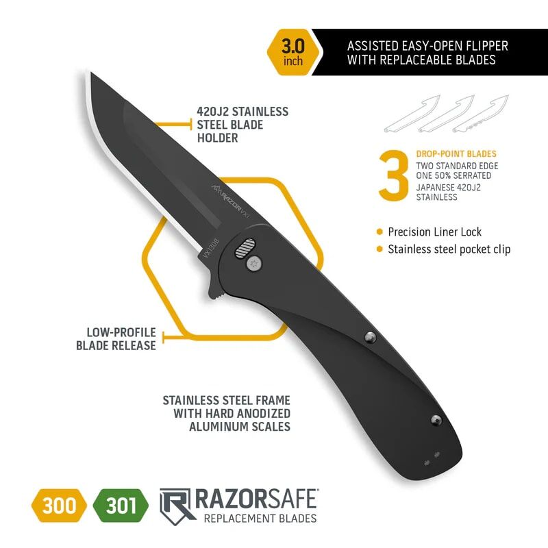 Outdoor Edge Silver Razor VX1 Day Carry Pocket Knife With Replaceable Blade