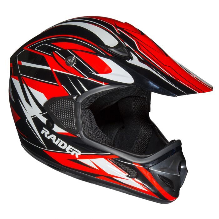 Raider RX1 Adult MX Off-Road Red Helmet, Large - ATV Accessories