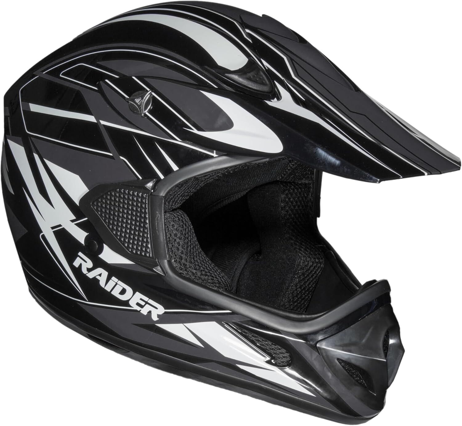 Raider RX1 Black/Silver Adult MX Off-Road Helmet, Large