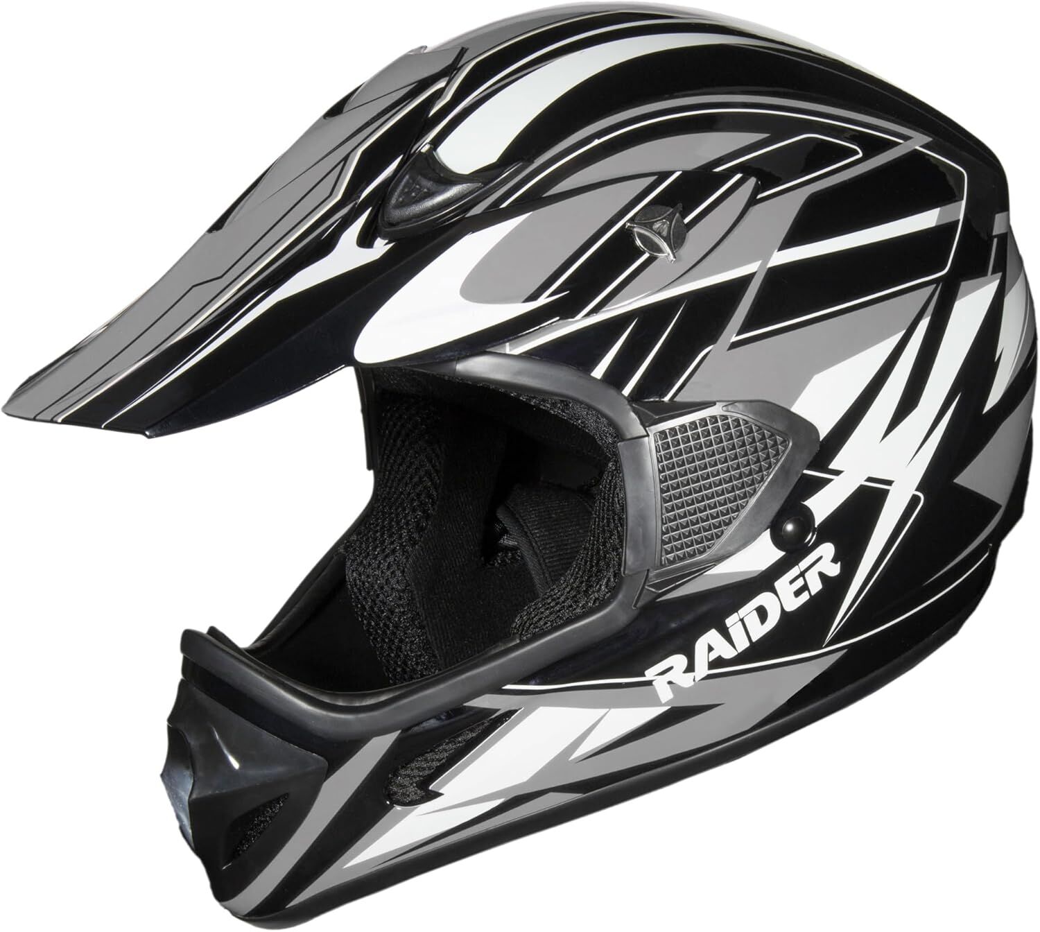 Raider RX1 Black/Silver Adult MX Off-Road Helmet, Large