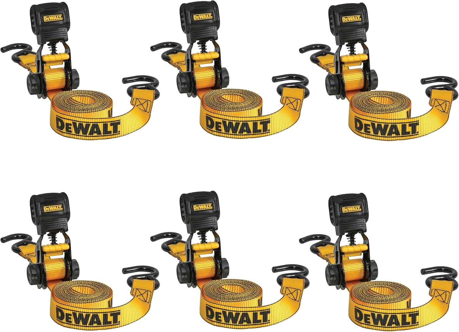 DEWALT Light Duty Rachet Straps, 1500 lbs., 1 in. x 10 ft., 6 pack