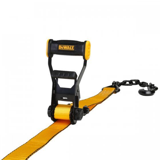 DEWALT Heavy Duty Ratchet Strap with Chain/Hooks, 2-In X 30-Ft