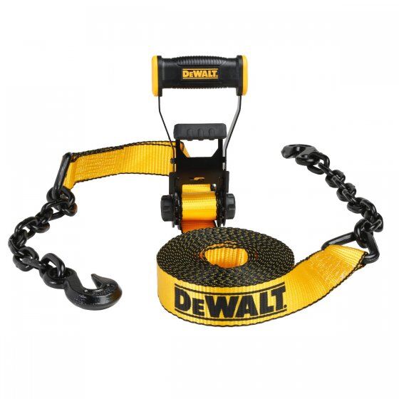 DEWALT Heavy Duty Ratchet Strap with Chain/Hooks, 2-In X 30-Ft
