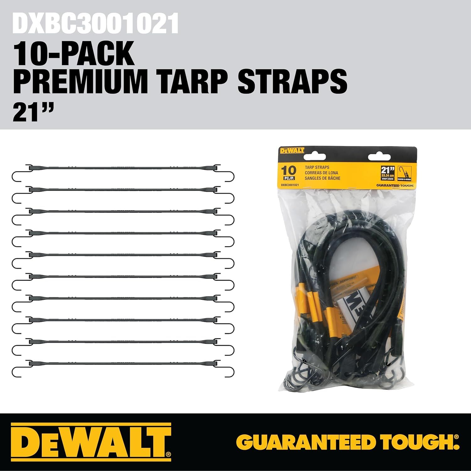 DeWalt Rubber Tarp Straps, 21-In, 10-Pk