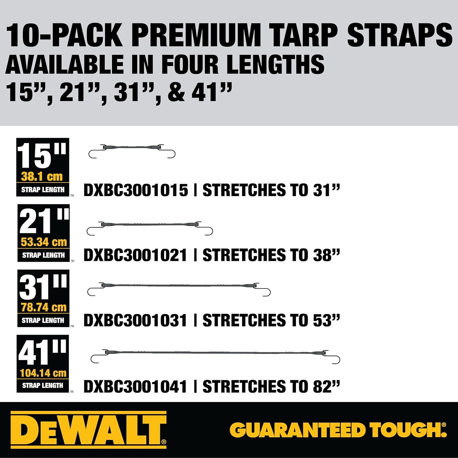 DeWalt Rubber Tarp Straps, 31-In, 10-Pk
