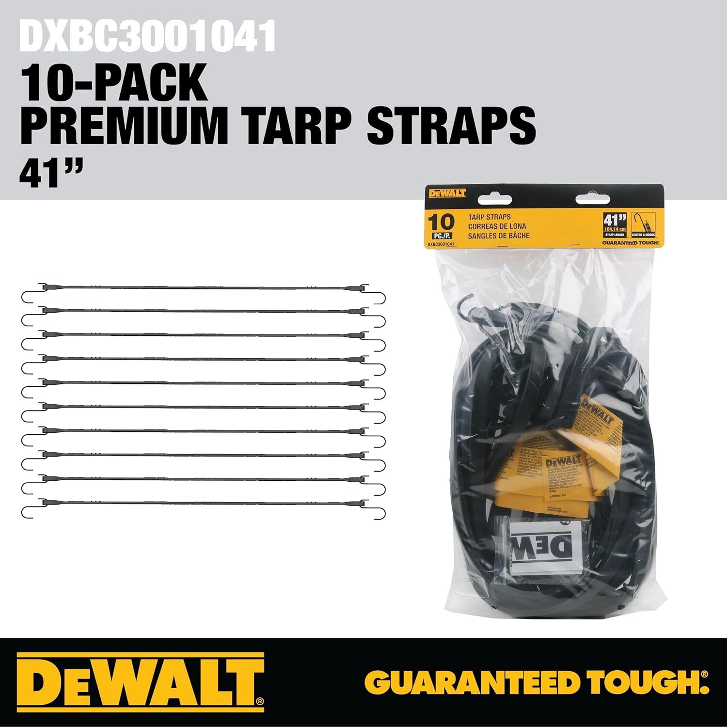 DeWalt Rubber Tarp Straps, 41-In, 10-Pk
