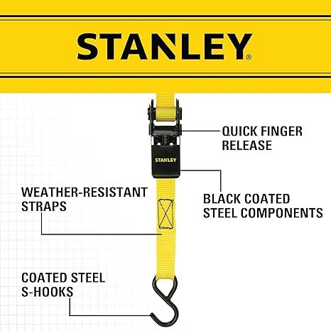 Stanley 1-In X 10-Ft Ratchet Straps, 4-Pk