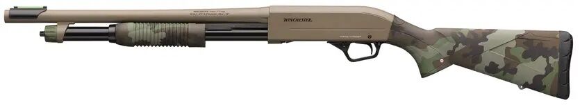 Winchester SXP Defender Woodland 12 Gauge 18" FDE & Camo Pump-Action Shotgun, 5-Rd