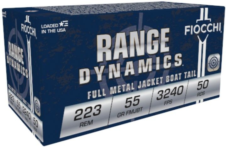 Fiocchi Range Dynamics 55gr FMJBT .223 REM Ammo, 50-Rounds