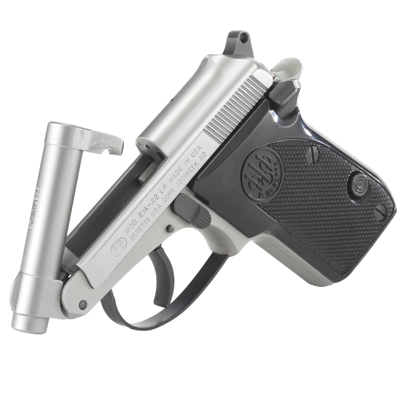 Beretta 21A Bobcat Inox .22 LR Micro Compact Stainless Pistol, 7-Rd