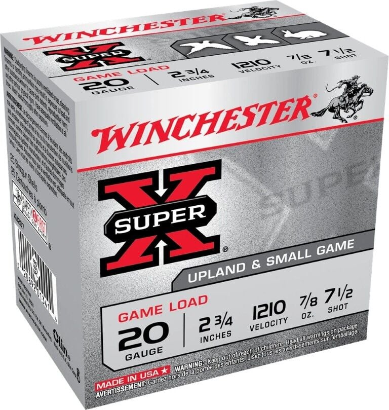 Winchester Super X 20 Gauge 2 3/4" #7.5 Shot, 7/8 oz., 25 rd.