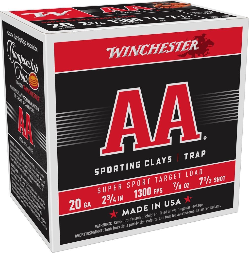 Winchester AA Super Sport Target Load 20 Gauge 2-3/4" #7-1/2 Shot, 7/8-Oz, 25-Rd