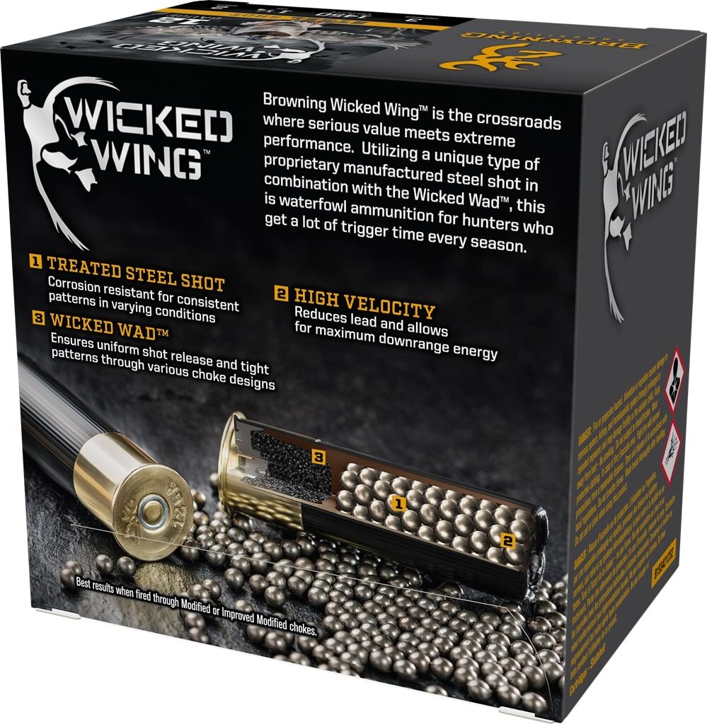 Browning Wicked Wing 12 Gauge 3" #2 Shot, 1 1/4-Oz, 25-Rd