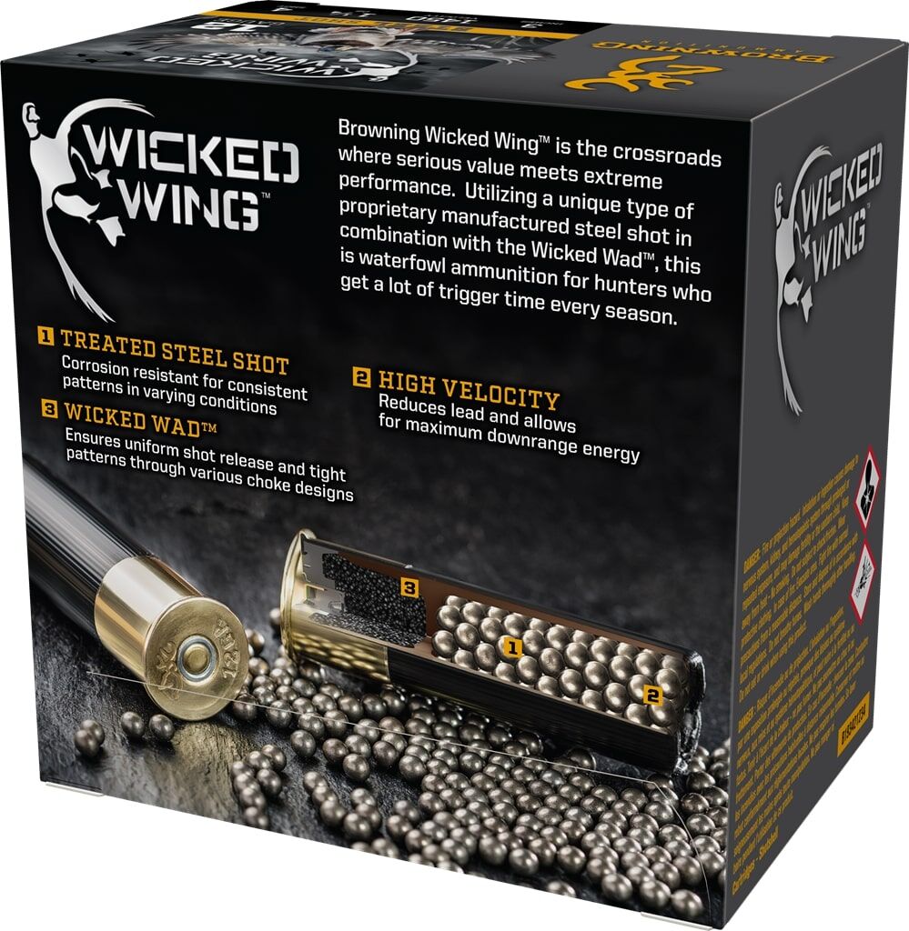 Browning Wicked Wing 12 Gauge 3" #4 Shot, 1 1/4-Oz, 25-Rd