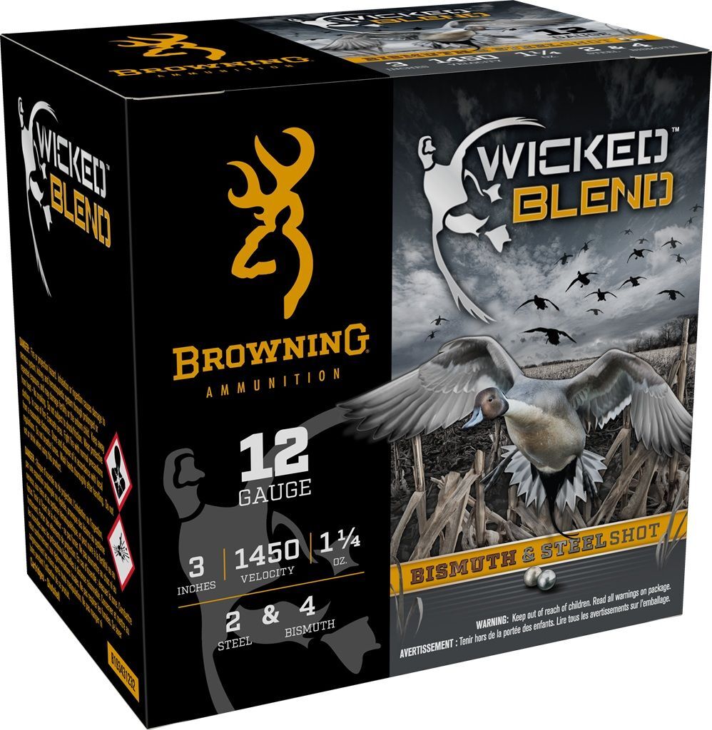 Browning Wicked Blend 12 Gauge 3" #2 Steel & #4 Bismuth Shot, 1 1/4-Oz, 25-Rd