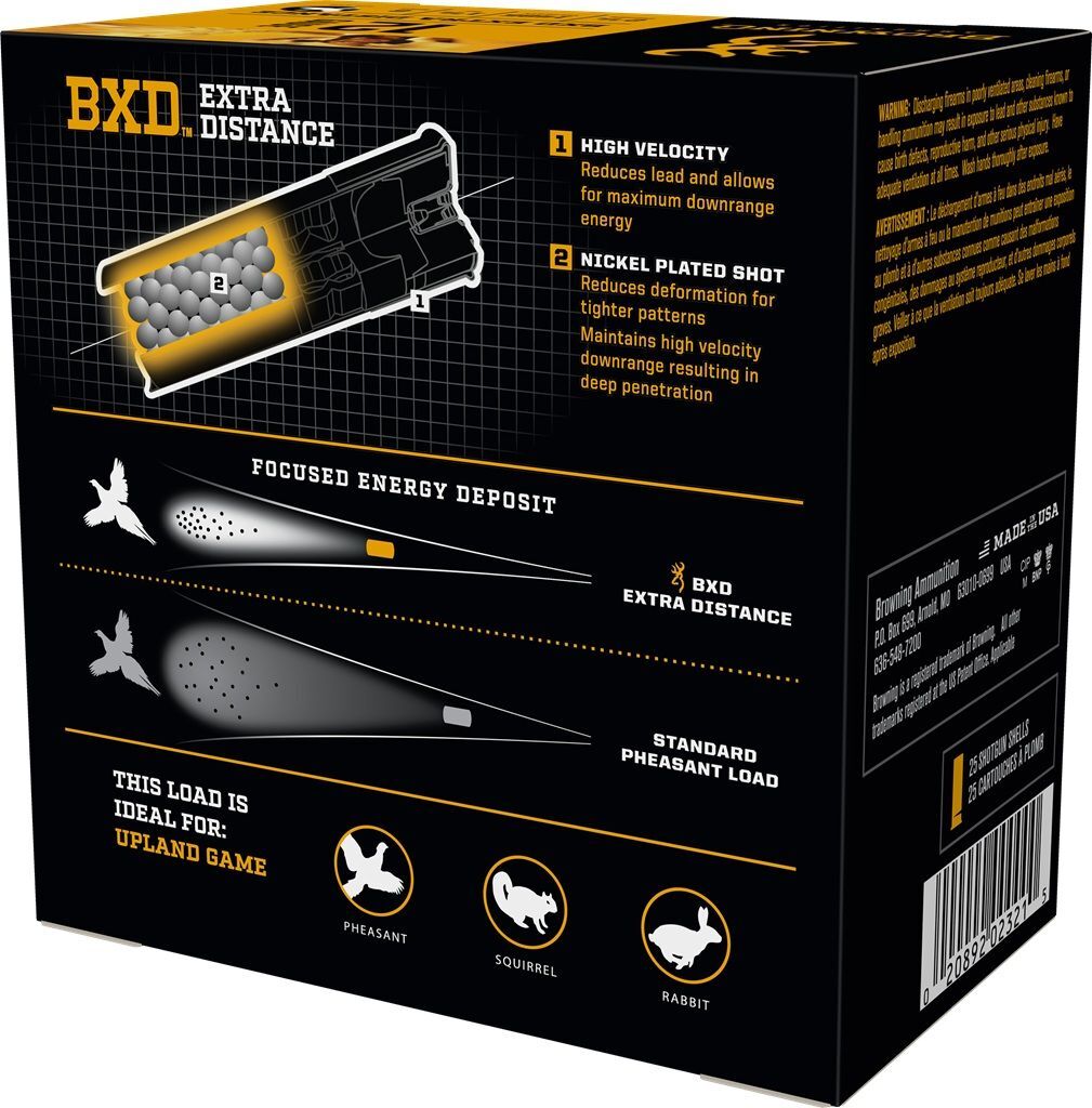 Browning BXD Upland 12 Gauge Shotgun Ammo 2-3/4-In #6 Shot, 1-3/8-Oz, 25-Rd