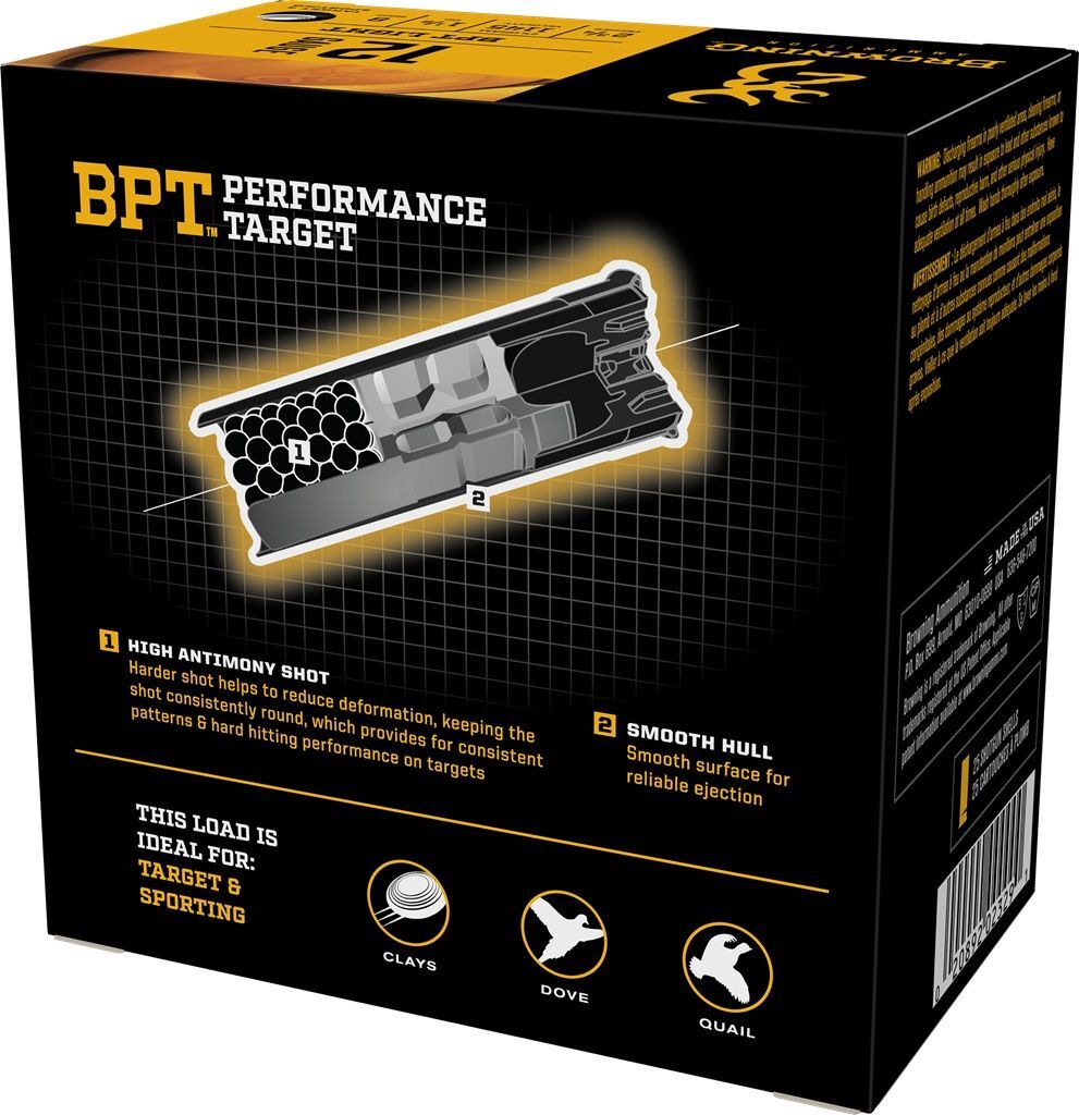 Browning BPT Performance Target 12 Gauge 2 3/4" #8 Shot, 1 1/8-Oz, 25-Rd