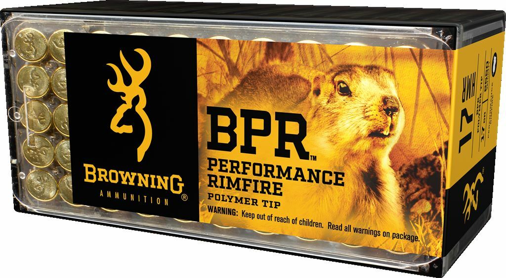 Browning BPR Performance Rimfire .17 HMR, 17 Grain Polymer Tip Rifle Ammo, 50-Rd