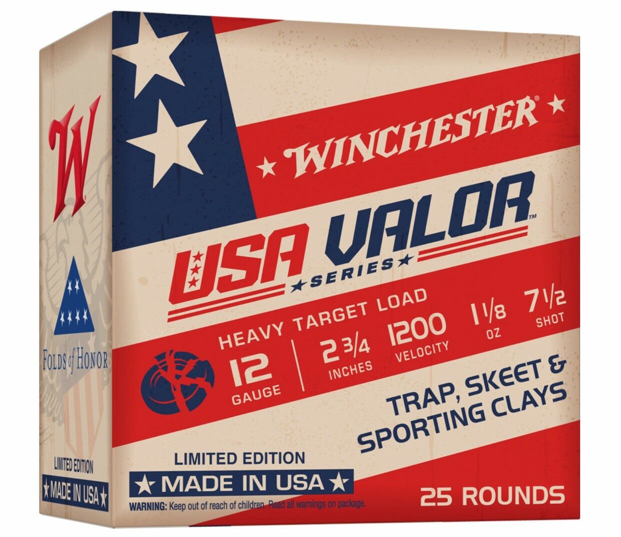 Winchester USA Valor 12 Gauge 2 3/4" #7.5 Shot, 1 1/8-Oz, 25-Rd
