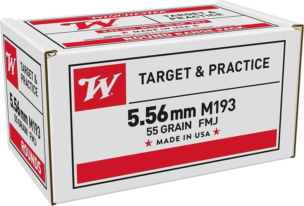Winchester Target & Practice 5.56 NATO, 55 Grain Full Metal Jacket Rifle Ammo, 100-Rd