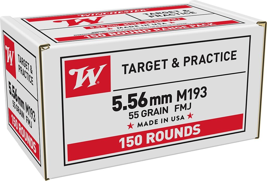 Winchester Target & Practice 5.56 NATO, 55 Grain Full Metal Jacket Rifle Ammo, 150-Rd