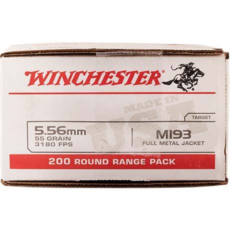 Winchester 5.56 NATO, 55 Grain, FMJ Target Ammunition - 200 Rounds