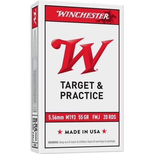Training Rounds 556 Winchester Target & Practice 5.56 NATO, 55 Grain Full Metal Jacket ...