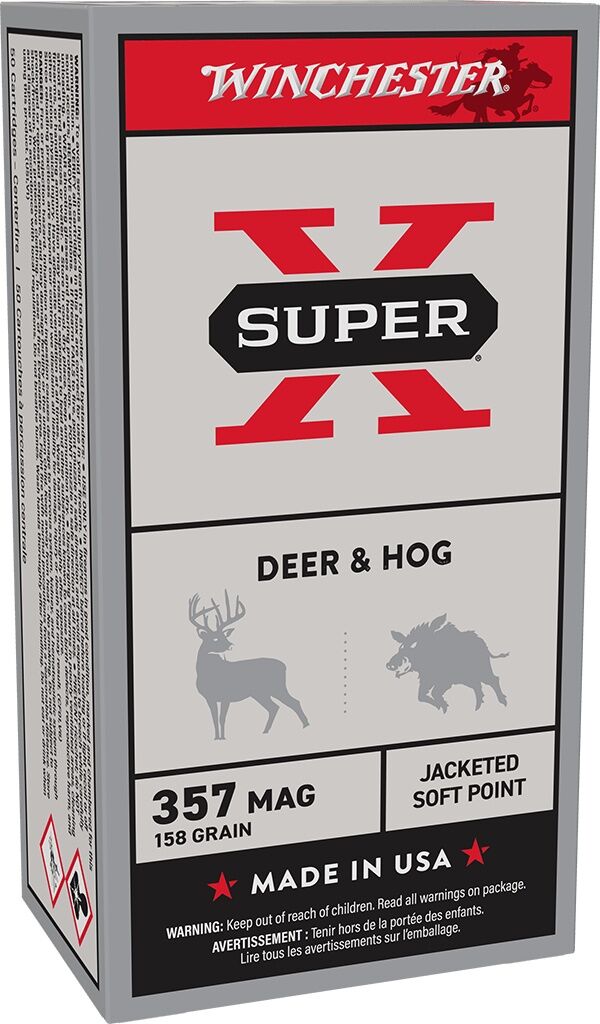 Winchester Super-X .357 Mag, 158 Grain Jacketed Soft Point Pistol Ammo, 50-Rd