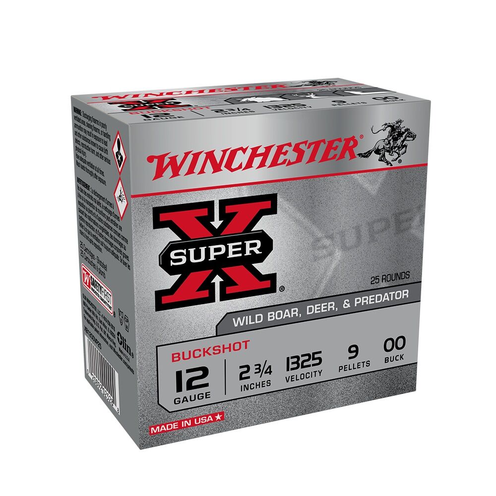 Winchester Super-X 12 Gauge 2 3/4" #00 Buckshot, 25-Rd