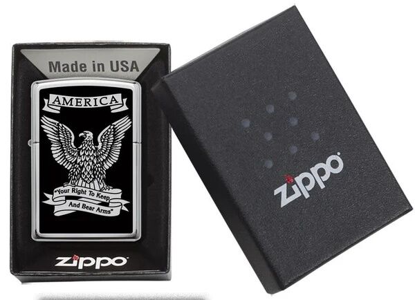 Zippo Black And White Americana Lighter