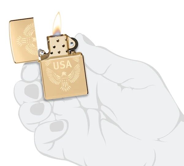 Zippo USA Design High Polish Brass Lighter
