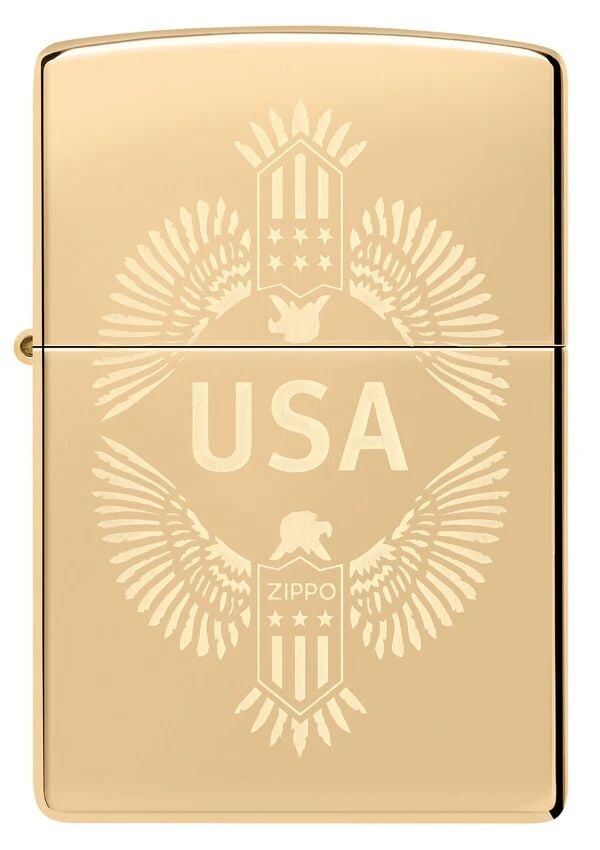 Zippo USA Design High Polish Brass Lighter