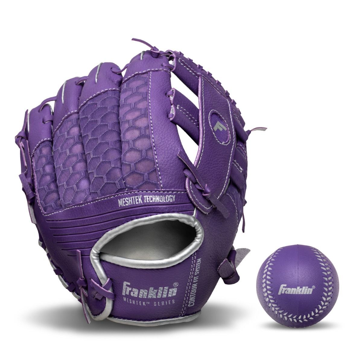 Franklin Sports Meshtek Series Purple Right Hand Throw T-Ball Fielding Glove, 9 1/2-In