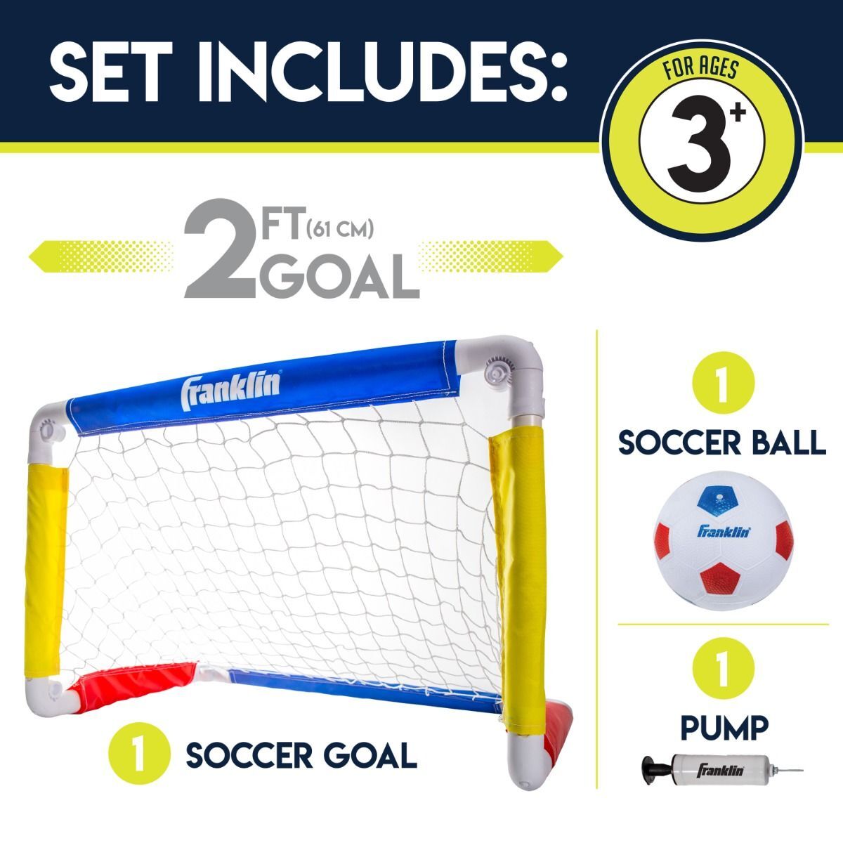 Franklin Sports Soccer Goal With Ball and Pump, 24-In