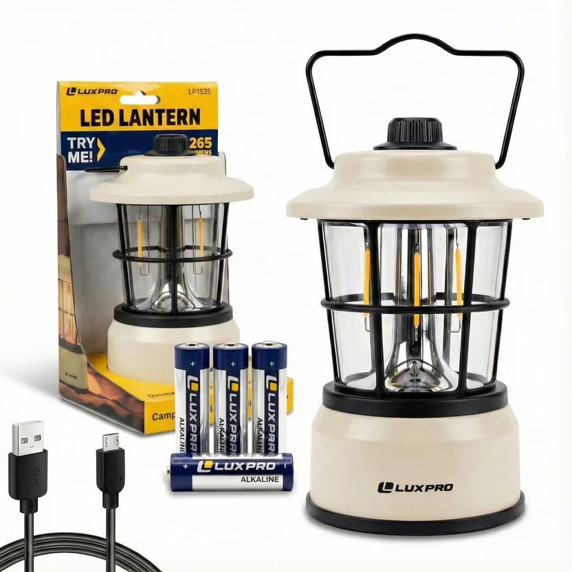 LUXPRO LP1535 Black Retro LED Lantern, 265 Lumen