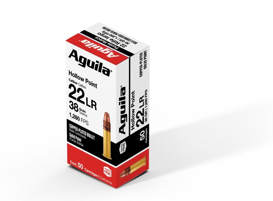Aguila .22 LR, 38 Grain Copper Plated Hollow Point Rifle Ammo, 50-Rd