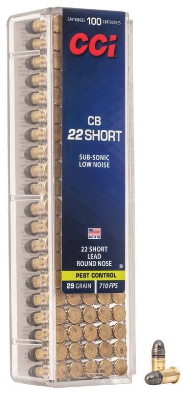 CCI CB .22 Short, 29 Grain Lead Round Nose Rifle Ammo, 100-Rd