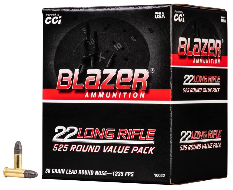 Blazer Rimfire .22LR, 38 Grain Lead Round Nose Rifle Ammo, 525-Rd